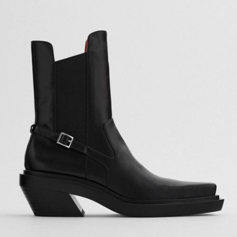 Genuine leather - Square Toe Ankle Boot - Chelsea Western - size 6 to 7 - ZARA